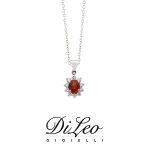 DI LEO Girocollo margherita con diamanti ct compl. 0,15 oro bianco 18 KT e rubino Daydream43/02