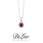 DI LEO Girocollo margherita con diamanti ct compl. 0,15 oro bianco 18 KT e rubino Daydream43/02