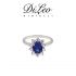 DI LEO Anello margherita con diamanti ct compl. 0,15 oro bianco 18 KT e zaffiro Daydream45/01