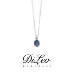 DI LEO Girocollo con diamanti ct compl. 0,02 oro bianco 18 KT e zaffiro Daydream52/01