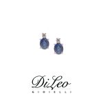 DI LEO Orecchini con diamanti ct compl. 0,04 oro bianco 18 KT e zaffiro CT 0,84 Daydream53/01