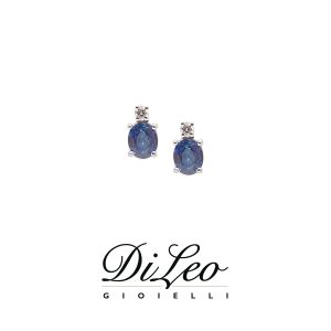 DI LEO Orecchini con diamanti ct compl. 0,04 oro bianco 18 KT e zaffiro CT 0,84 Daydream53/01