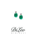 DI LEO Orecchini con diamanti ct compl. 0,04 oro bianco 18 KT e smeraldo Daydream53/03