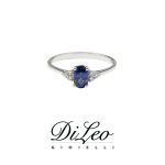 DI LEO Anello con diamanti ct compl. 0,06 oro bianco 18 KT e zaffiro Daydream57/01