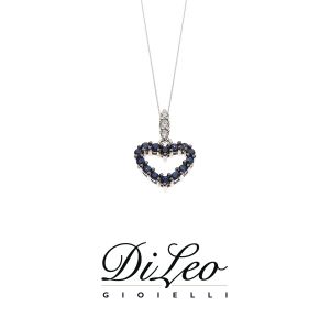 DI LEO Girocollo con diamanti ct compl. 0,03 oro bianco 18 KT e zaffiro Daydream61/01