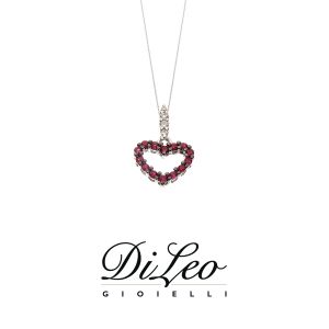 DI LEO Girocollo con diamanti ct compl. 0,03 oro bianco 18 KT e rubino Daydream61/02