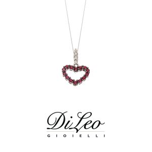 DI LEO Girocollo con diamanti ct compl. 0,03 oro bianco 18 KT e rubino Daydream61/02