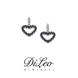 DI LEO Orecchini con diamanti ct compl. 0,10 oro bianco 18 KT e zaffiro Daydream62/01
