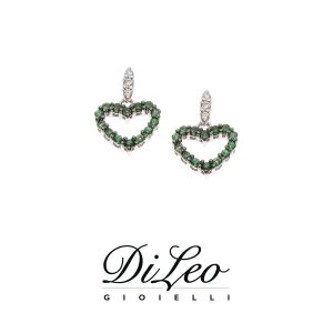 DI LEO Orecchini con diamanti ct compl. 0,10 oro bianco 18 KT e tsavorite Daydream62/03