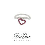 DI LEO Anello con diamanti ct compl. 0,07 oro bianco 18 KT e rubino Daydream63/02